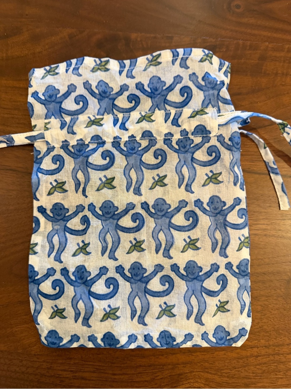 Roller Rabbit Blue Monkey Drawstring Bag - Picture 3 of 6